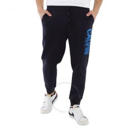 Mens Blue Cotton-blend Logo Sweat Pants, Size Medium
