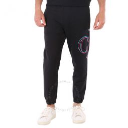 Mens Black Illuminated Stretch Cotton Sweatpants, Size X-Large