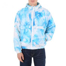 Mens Summer Splash Aop Seasonal Cloud Print Nylon Windbreaker Jacket, Size Small
