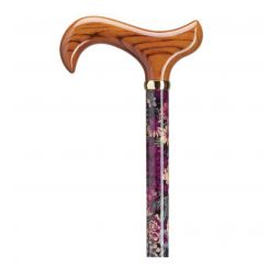 FALL HARVEST Floral Walking Cane with Scorched Wood Handle 35