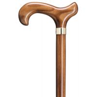 Scorched Beech Wood Mens Derby walking cane with Brass Band 36