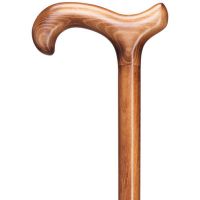 Scorched Ramin Wood Ladies Walking Cane - Derby handle, no collar 36