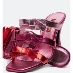 Antoinette Leather Mules - Pink/Red