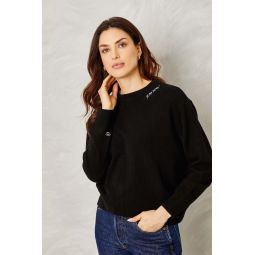 Caden XOXO Embroidered Sweater - Black