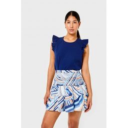 Kylie Linen Blend Skirt - Blue Wave