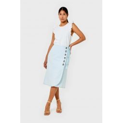 Eliana Cotton Slub Skirt - Baby Blue