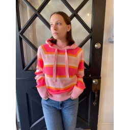 Vic Stripe Cashmere Hoodie - Candy Floss