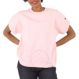 Ladies Short Sleeve T-Shirt Loose Fit in Pale Pink, Size Large