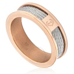 Forever Thin Rose Gold PVD Steel Cable Ring, Size 54