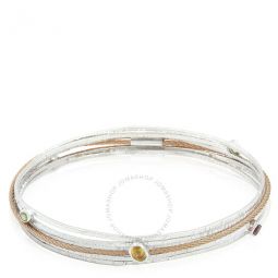 Tango Garnet Peridot Sapphire Steel Pink PVD Cable Bangle, Size S