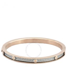 Forever Eternity Rose Gold PVD Steel Cable Bangle, Size M