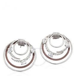 Tango White CZ Stones Stainless Steel Bronze PVD Cable Earrings