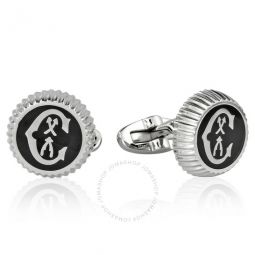 Mens Steel / Black Logo Cufflinks