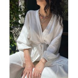 Chillax Alice Cotton Robe Kimono - White