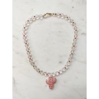 Glass Cactus Bubble Necklace - Pink