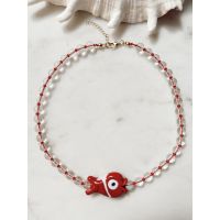 Glass Fish Bubble Necklace - Red