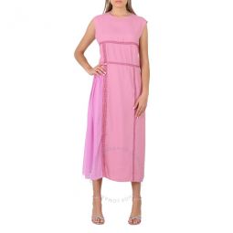 Ladies Velvety Pink Lace-Trimmed Dress, Brand Size 38 (US Size 6)