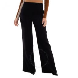 Ladies Black Wide Leg Flared Trousers, Brand Size 40 (US Size 8)