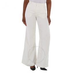 Ladies Iconic Milk Flared Ribbed Trousers, Brand Size 34 (US Size 2)