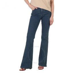 Ladies Dusky Blue Denim Flare Jeans, Brand Size 38 (US Size 6)