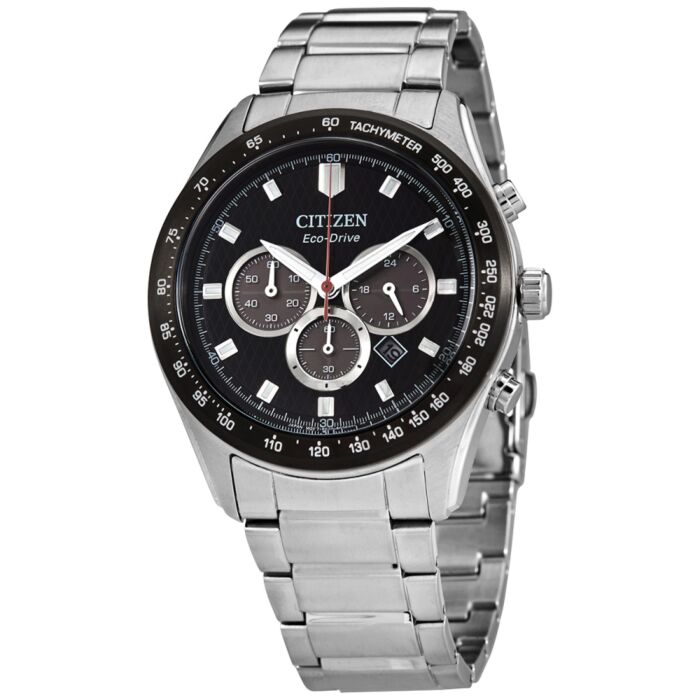 Men's Chronograph Stainless Steel Black Dial Watch
