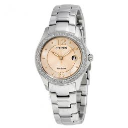 Silhouette Crystal Eco-Drive Pink Dial Diamond Ladies Watch