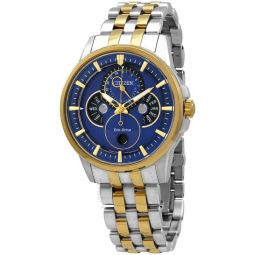 Calendrier Multi-function Blue Dial Two-tone Mens Watch