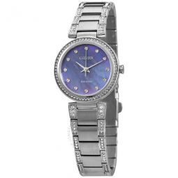 Eco-Drive Crystal Blue Mother of Pearl Dial Ladies Watch