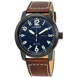 Chandler Eco-Drive Dark Blue Dial Brown Leather Mens Watch