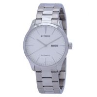 Automatic White Dial Mens Silver-toned Watch