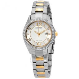 Crystal Eco-Drive Silver Dial Two-Tone Ladies Watch