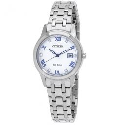 Eco-Drive Crystal White Dial Ladies Watch