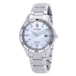 Marine Lady Eco-Drive Crystal Mother of Pearl Dial Watch