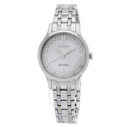 Eco-Drive Crystal White Dial Ladies Watch