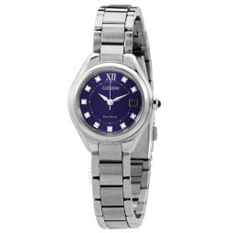 Eco-Drive Crystal Blue Dial Stainless Steel Ladies Watch