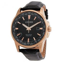 World Time Eco-Drive Black Dial Mens Watch
