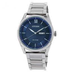 Eco-Drive Blue Dial Stainless Steel Mens Watch