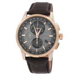 Perpetual World Time Chronograph Grey Dial Mens Watch