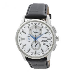 Eco-Drive Chronograph White Dial Mens Watch