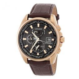 Perpetual Alarm World Time Eco-Drive GMT Black Dial Mens Watch