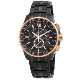 Eco-Drive Perpetual World Time Chronograph GMT Black Dial Mens Watch