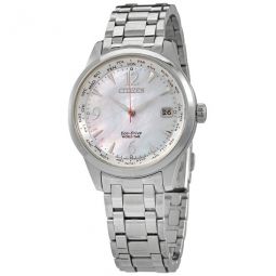 World Time Mother of Pearl Dial Ladies Watch