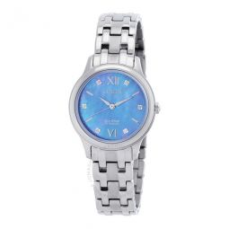 Eco-Drive Titanium Diamond Blue Mother of Pearl Dial Ladies Watch