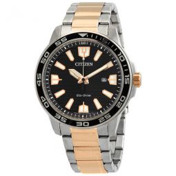 Eco-Drive Black Dial Two-tone Mens Watch