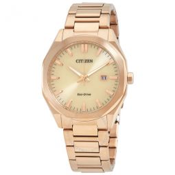 Eco-Drive Stainless Steel Champagne Dial Mens Watch