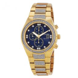 Crystal Chronograph Blue Dial Mens Watch