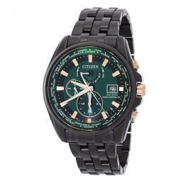 Perpetual Alarm World Time Eco-Drive GMT Green Dial Mens Watch