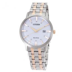 Eco-Drive White Dial Two-Tone Mens Watch