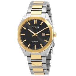 Eco-Drive Black Dial Two-Tone Mens Watch