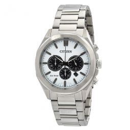 Eco-Drive Chronograph White Dial Mens Watch